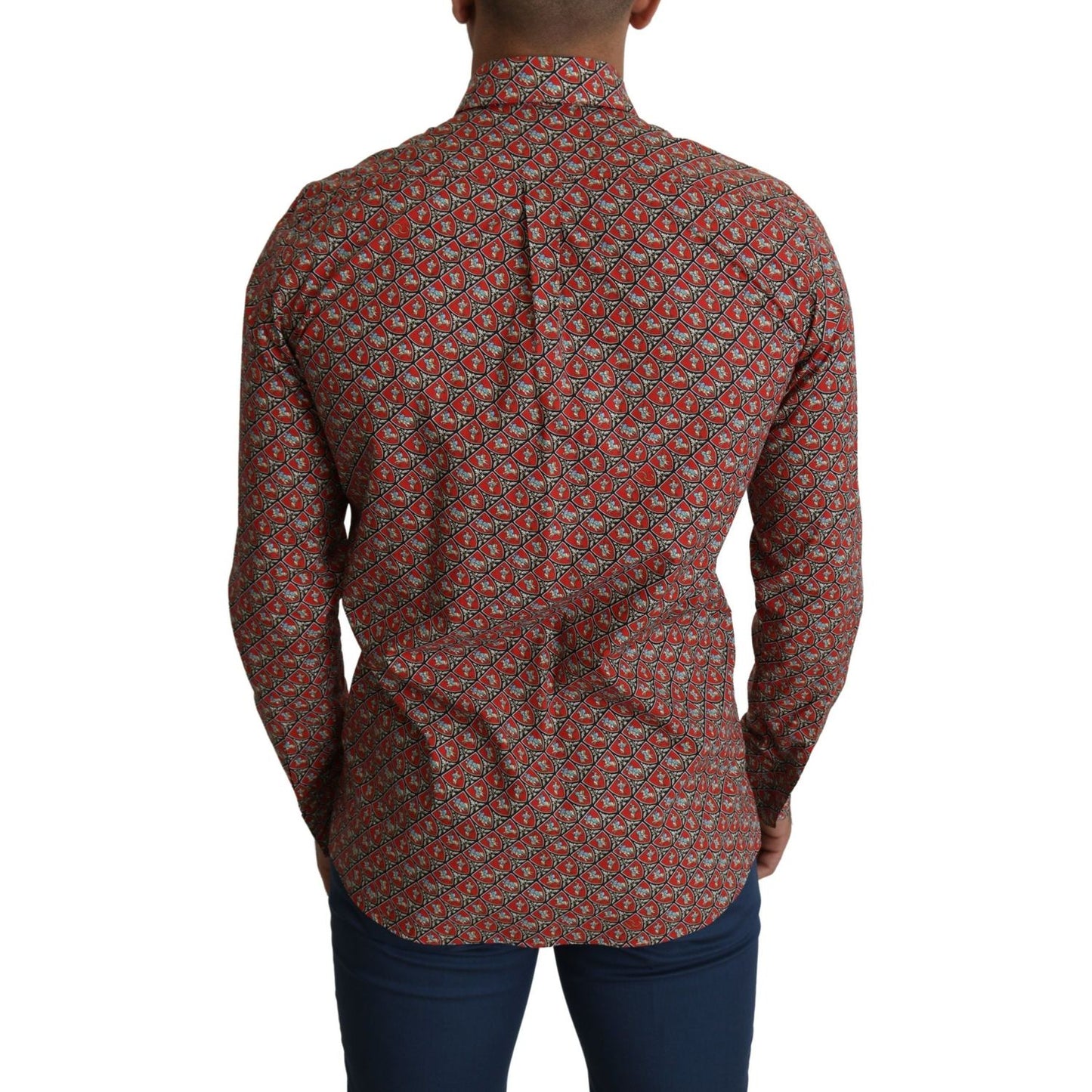 Dolce & Gabbana Red Printed Knight Formal Dress MARTINI Shirt