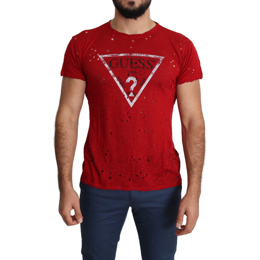 Guess Radiant Red Cotton Tee Perfect For Everyday Style Guess