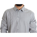 Dolce & Gabbana Black White Checkered GOLD Dress Cotton Shirt