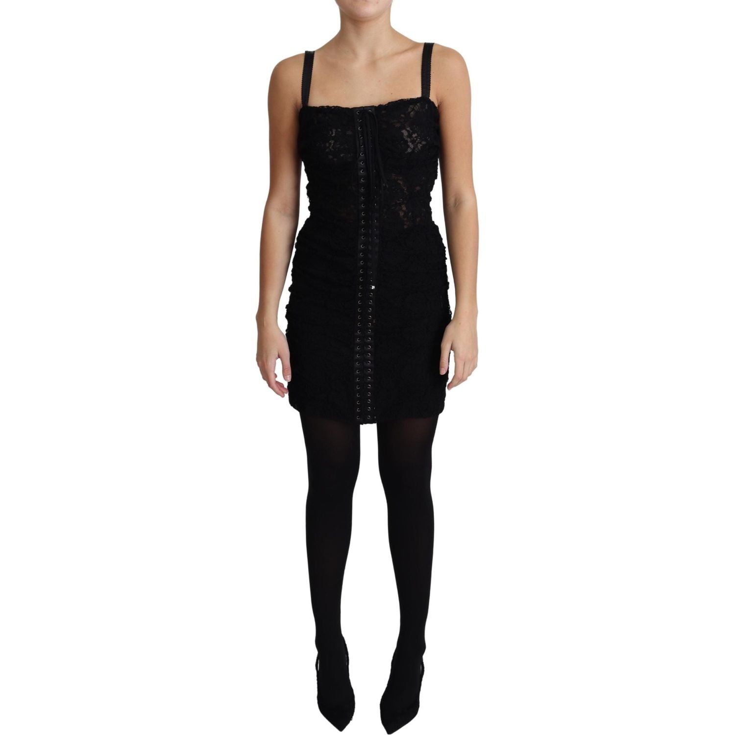 优雅黑色蕾丝紧身迷你连衣裙