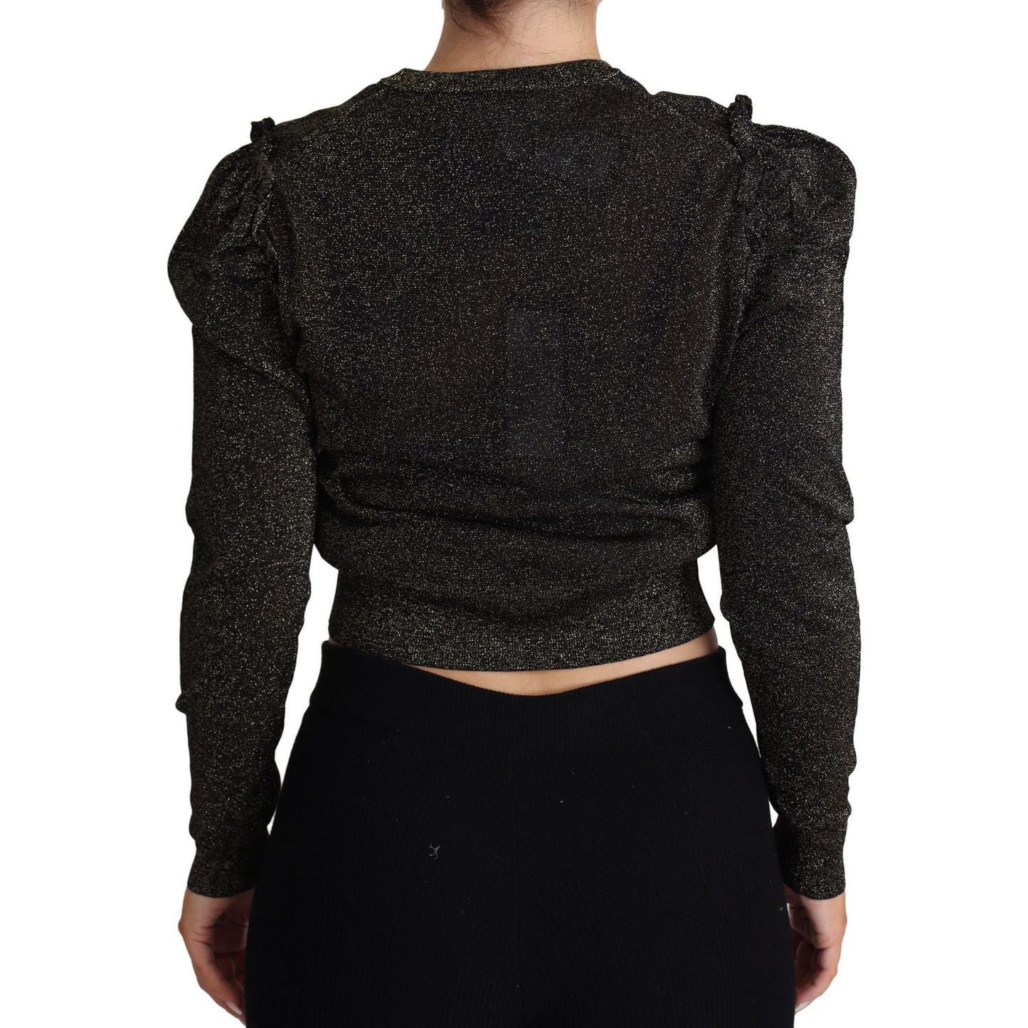 Dolce & Gabbana Black Gold Cropped Women Pullover Sweater