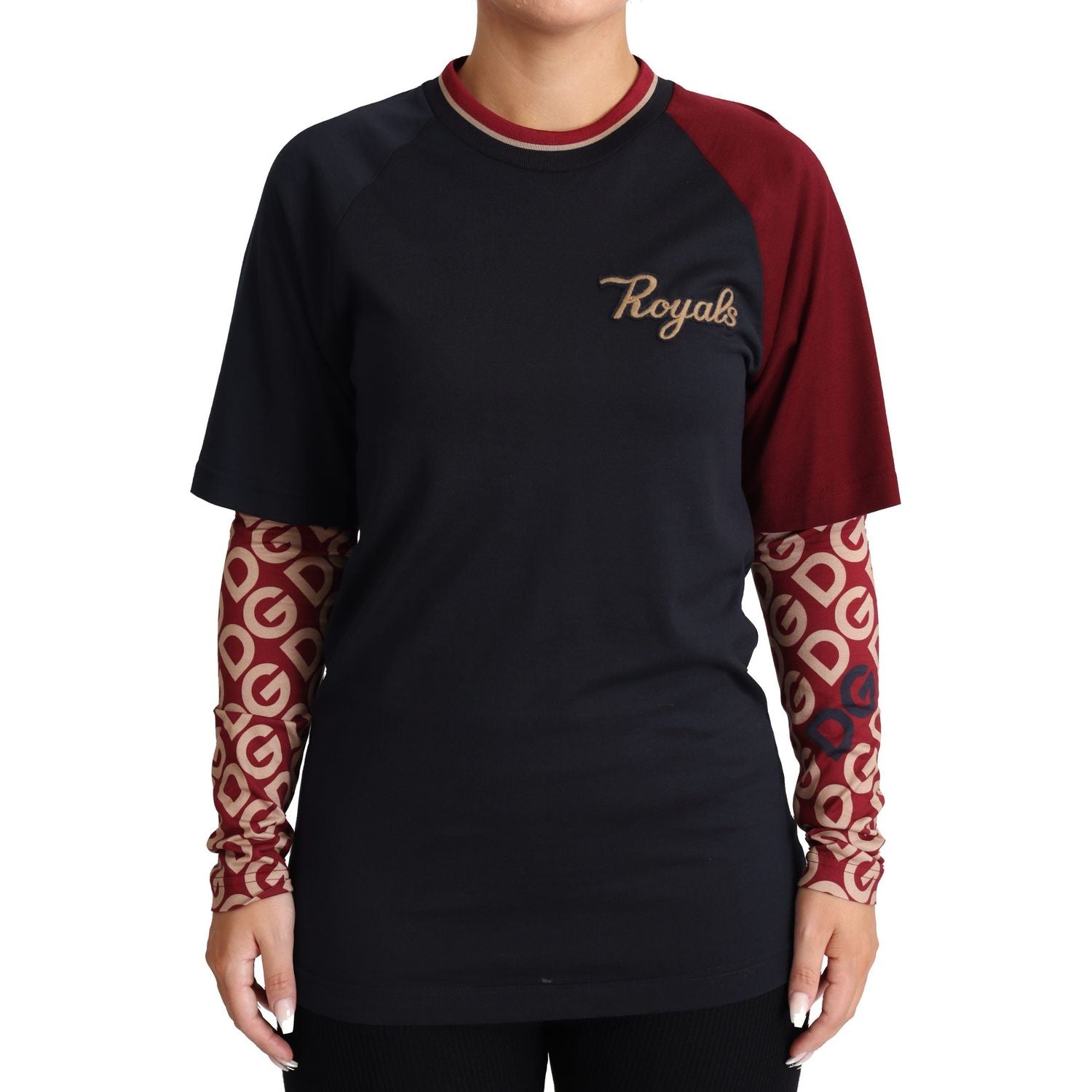 多色 Royals 棉质圆领毛衣