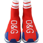 Dolce & Gabbana Blue Red Sorrento Logo Sneakers Socks Shoes MV3708-39