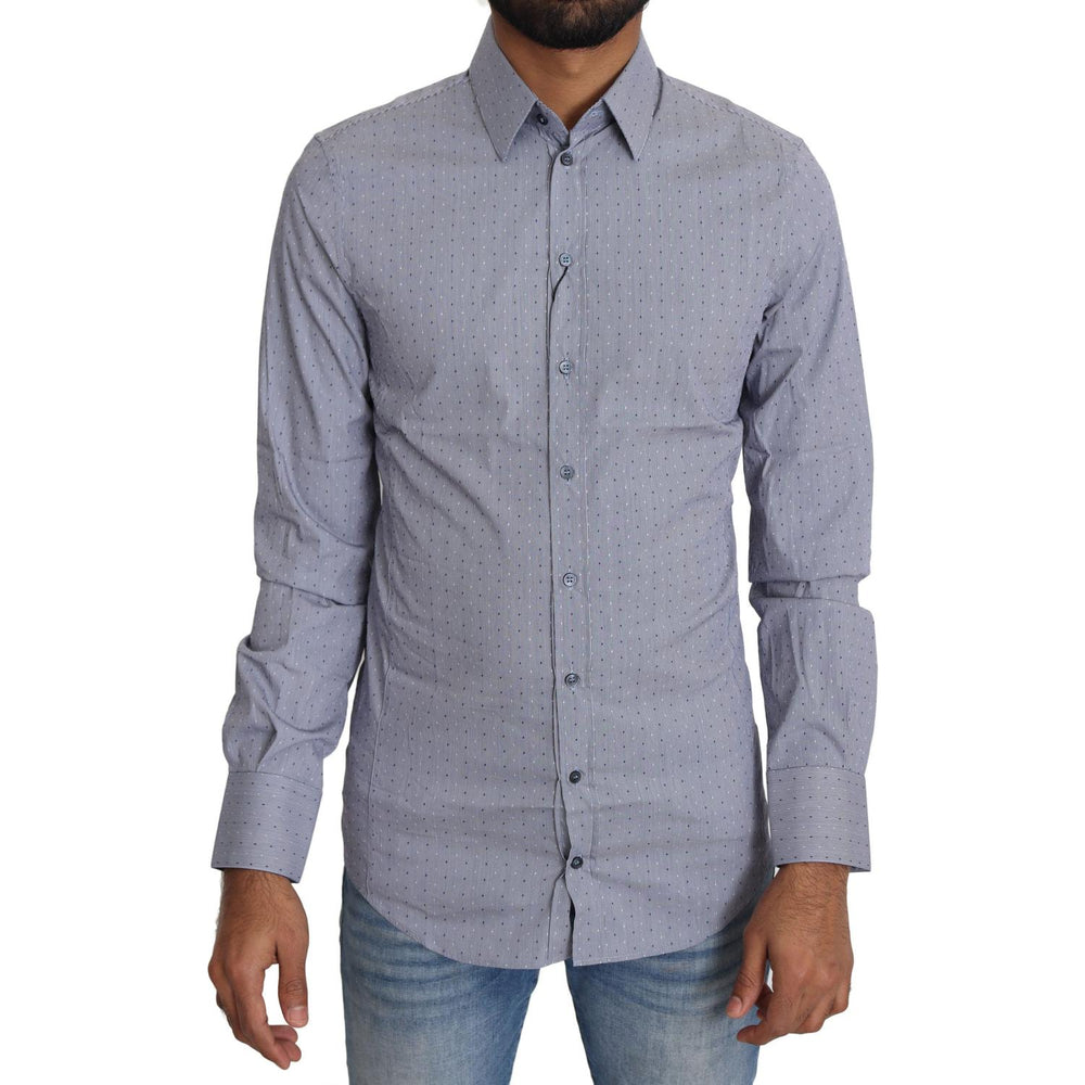 Dolce & Gabbana Gray Dotted Semi Fitted Formal SICILIA Shirt