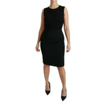 Dolce & Gabbana Black Floral Lace Sheath Gown Dress