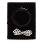 Dolce & Gabbana White Silk Bowtie Leather Men Belt Gift Box Belt
