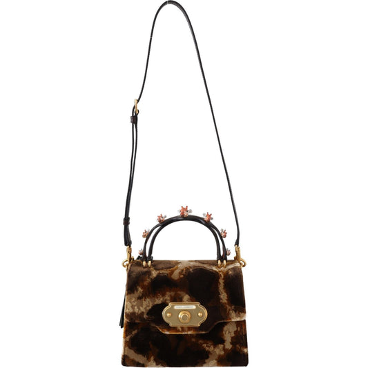 Dolce & Gabbana Elegant Giraffe Pattern Welcome Bag with Gold Accents Dolce & Gabbana