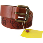 Just Cavalli Chic Brown Leather Logo Waist Belt Belt Just Cavalli Sienna