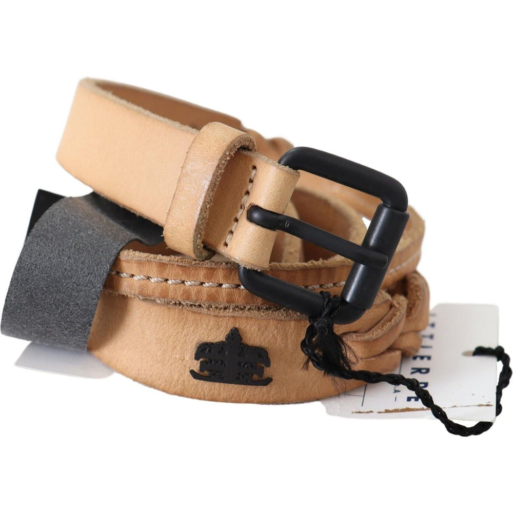 Scervino Street Light Brown Slim Leather Black Logo Buckle Belt Belt Belt