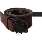 Ermanno Scervino Dark Brown Leather Wide Buckle Waist Belt Belt
