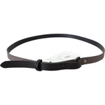 Costume National Brown Leather Skinny Round Buckle Belt Belt