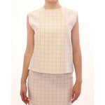 Andrea Incontri White Cotton Checkered Shirt Top
