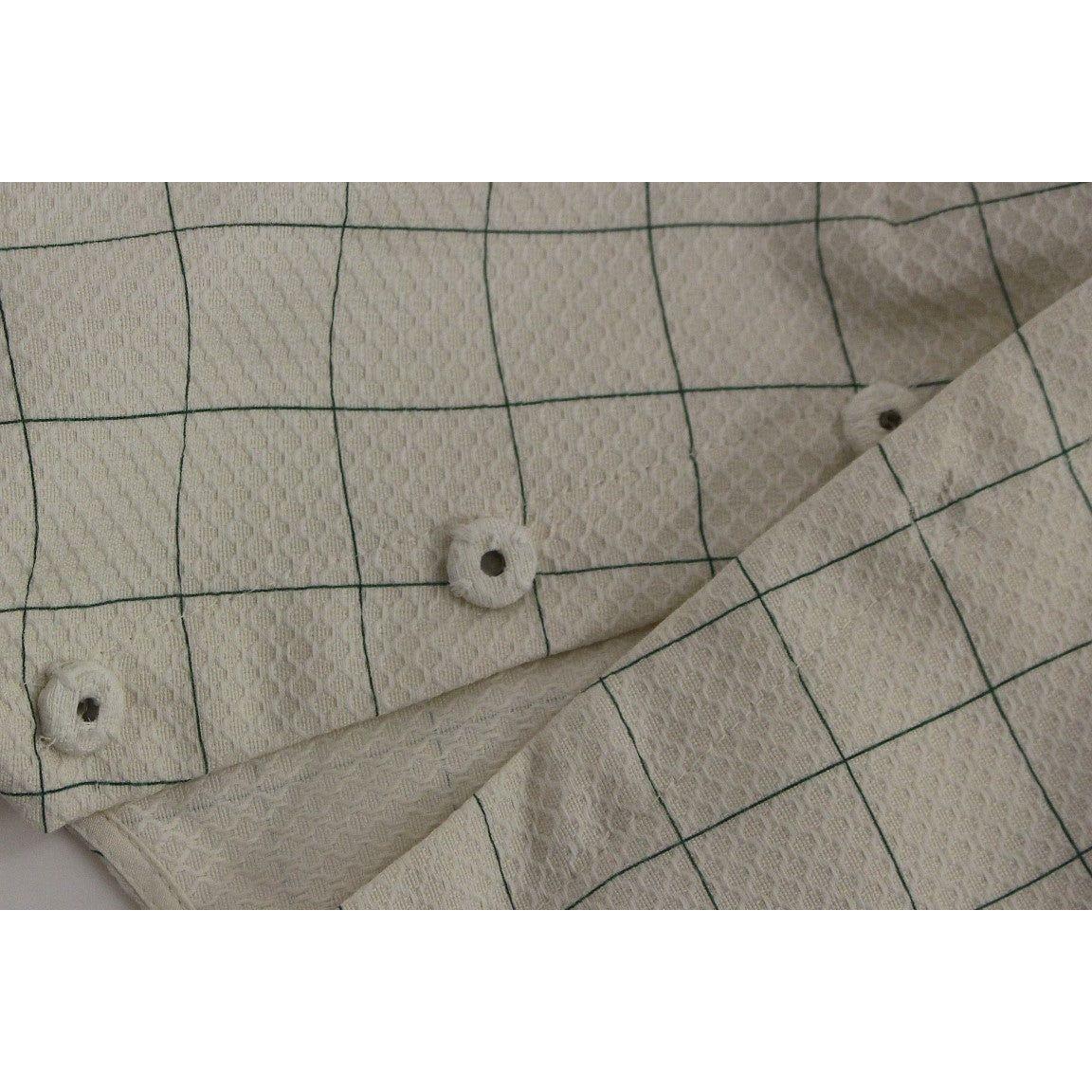 Andrea Incontri White Cotton Checkered Shirt Top