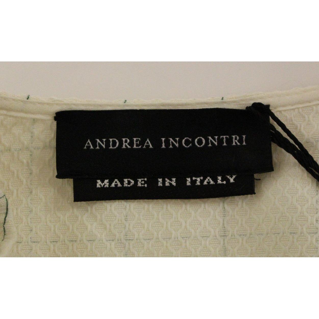 Andrea Incontri White Cotton Checkered Shirt Top