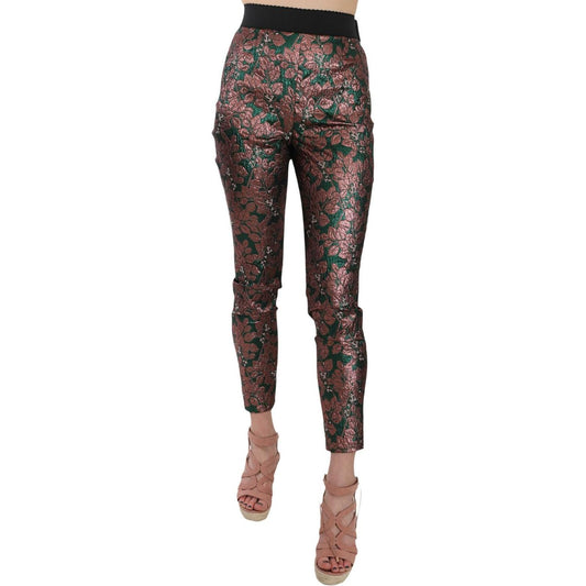 Dolce & Gabbana Multicolor Iridescent Brocade Jacquard Trousers Crop Pants