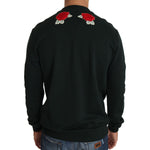 Dolce & Gabbana Green Crystal Heart Roses Gun Sweater