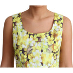 Dolce & Gabbana Yellow Floral Cotton Stretch Gown Dress
