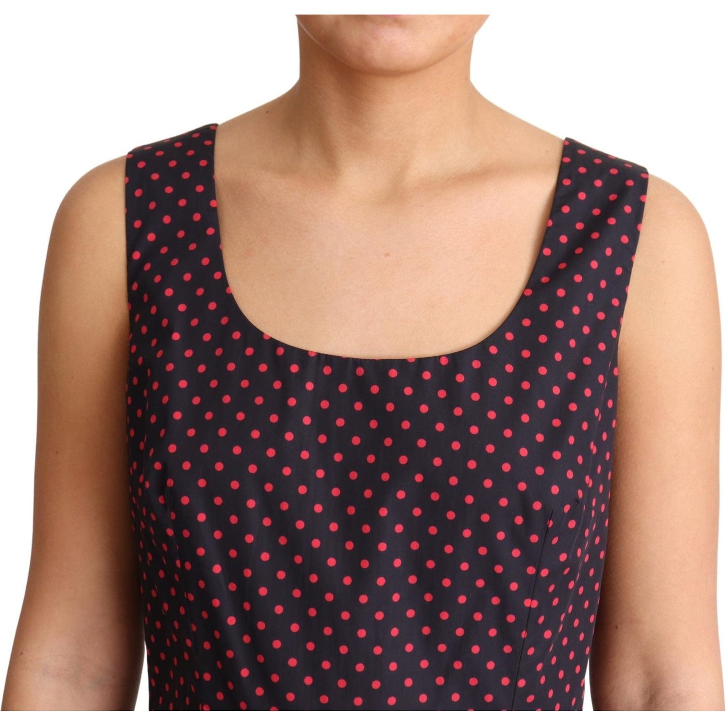 Dolce & Gabbana Red Blue Polka Cotton A-Line Gown Dress
