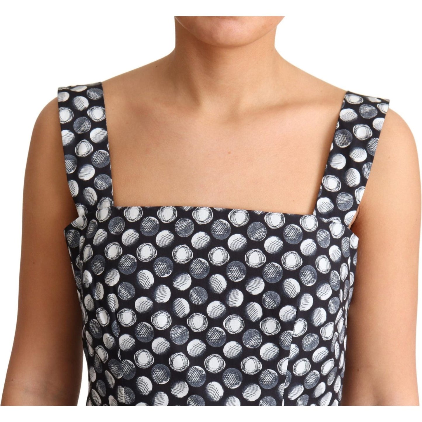Dolce & Gabbana Blue Geometric Cotton A-Line Gown Dress DR2768-38