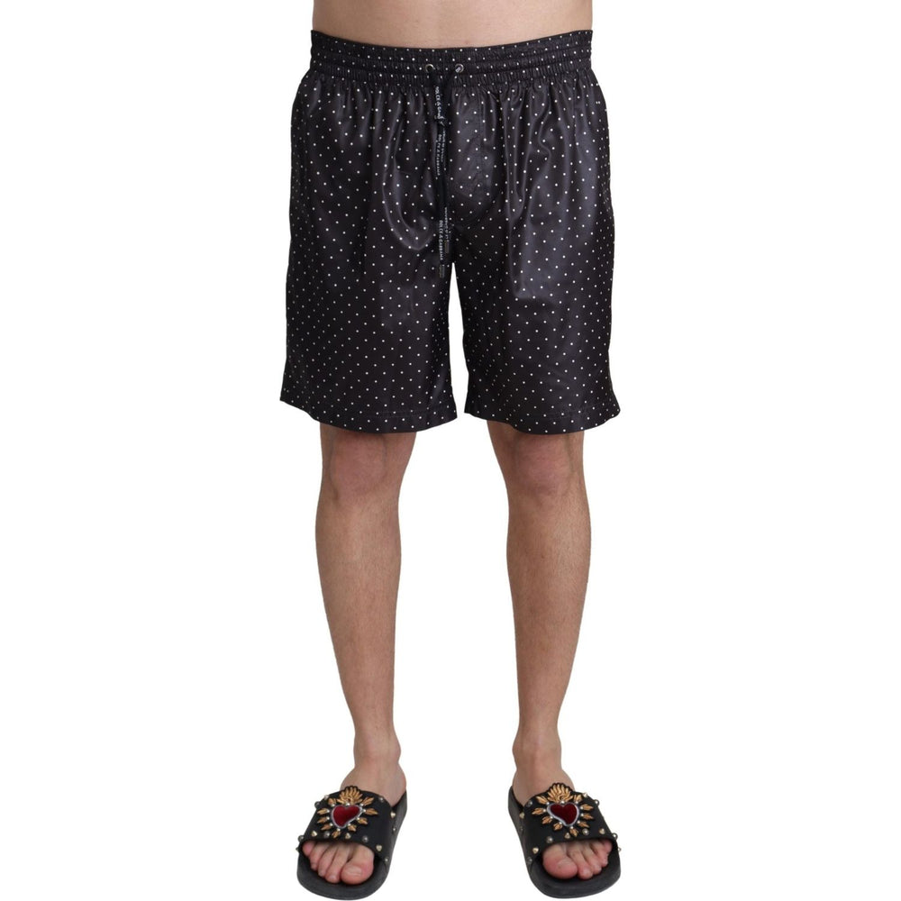 Dolce & Gabbana Black Polka Dot Print Beachwear Swimwear
