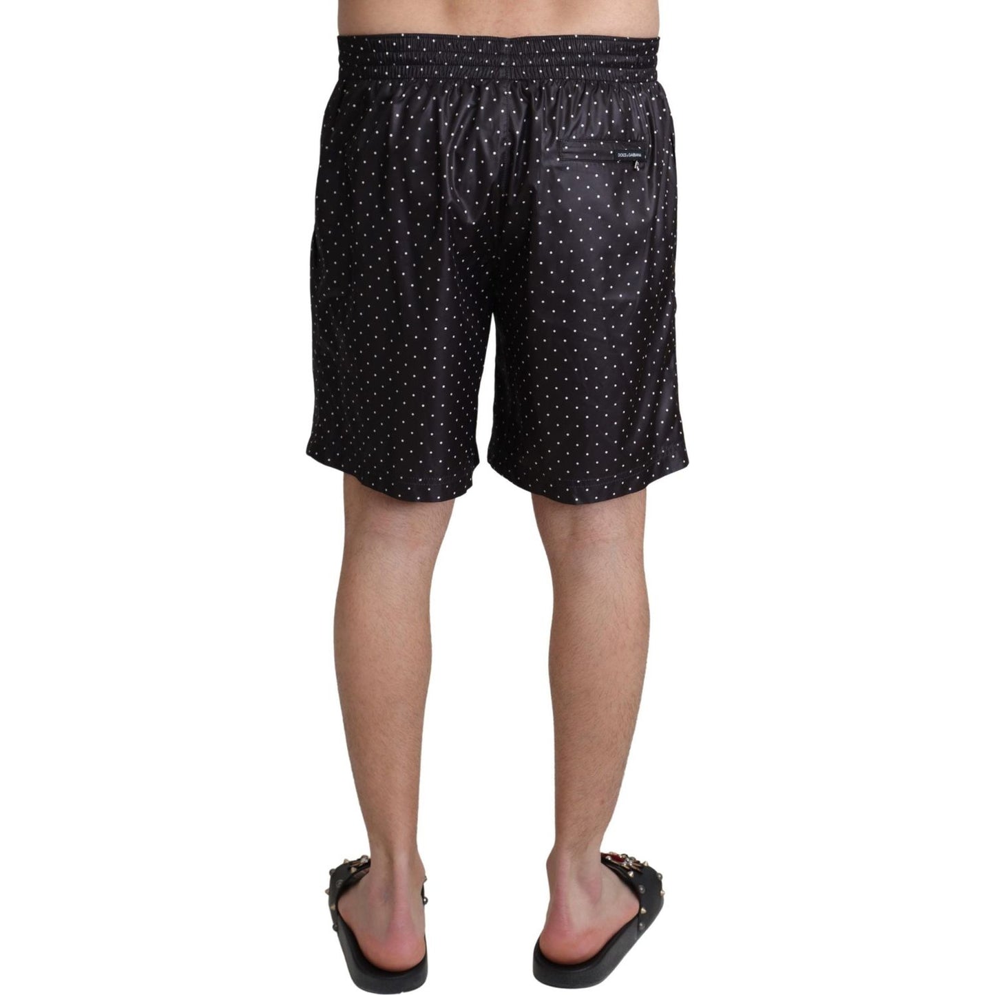 Dolce & Gabbana Black Polka Dot Print Beachwear Swimwear