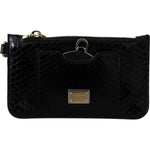 Dolce & Gabbana Black Leather Coin Purse Wristlet Mirror Agnese Wallet