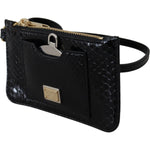 Dolce & Gabbana Black Leather Coin Purse Wristlet Mirror Agnese Wallet