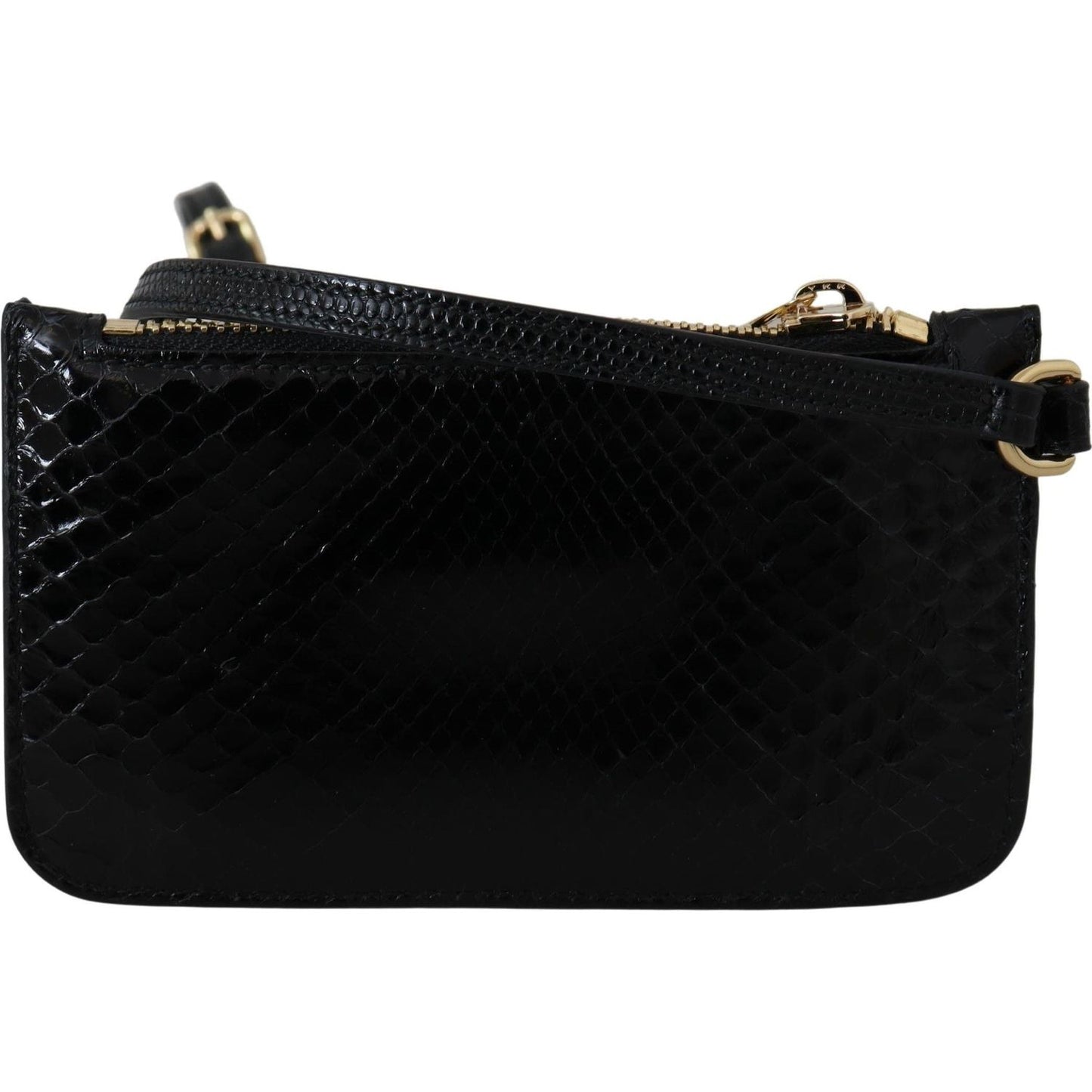 Dolce & Gabbana Black Leather Coin Purse Wristlet Mirror Agnese Wallet
