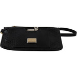 Dolce & Gabbana Black Leather Coin Purse Wristlet Mirror Agnese Wallet