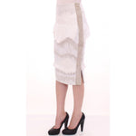 Arzu Kaprol White Acrylic Straight Pencil Skirt
