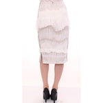 Arzu Kaprol White Acrylic Straight Pencil Skirt