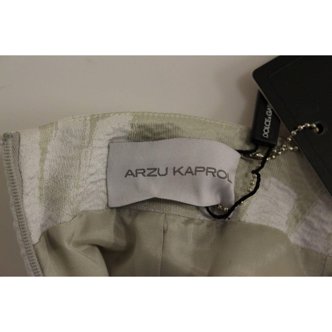 Arzu Kaprol White Acrylic Straight Pencil Skirt