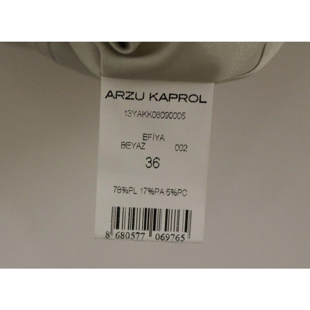 Arzu Kaprol White Acrylic Straight Pencil Skirt