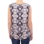 Arzu Kaprol Gray Blue Silk Sleeveless Top Shirt Blouse