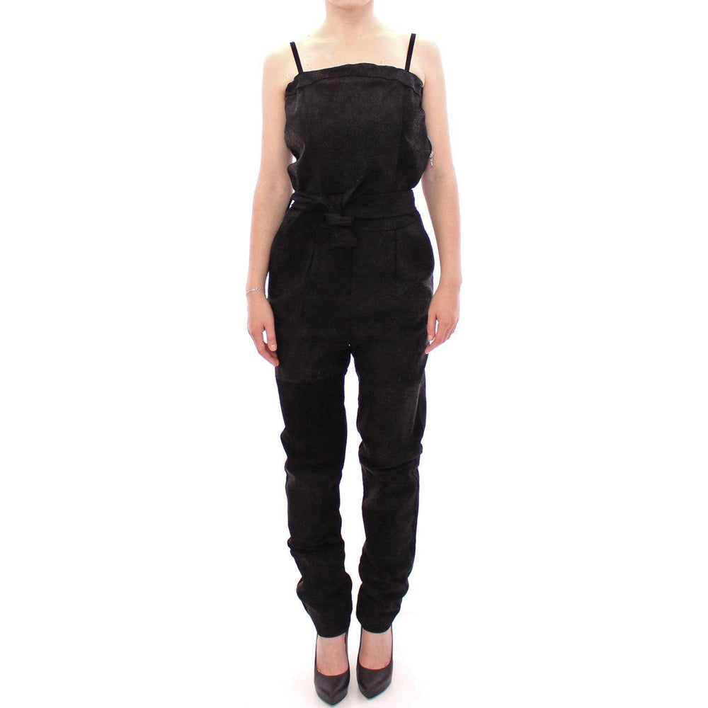 La Maison du Couturier Black Leather Jumpsuit Coats & Jackets