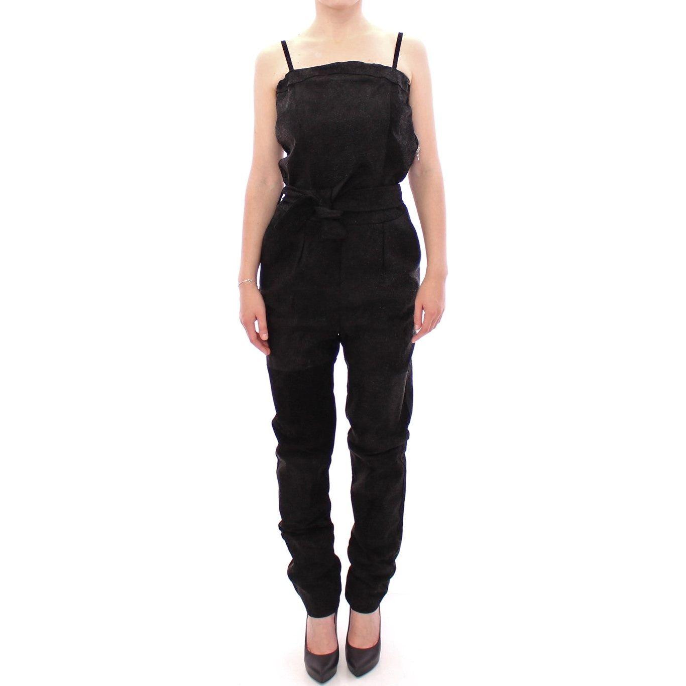 La Maison du Couturier Black Leather Jumpsuit Coats & Jackets
