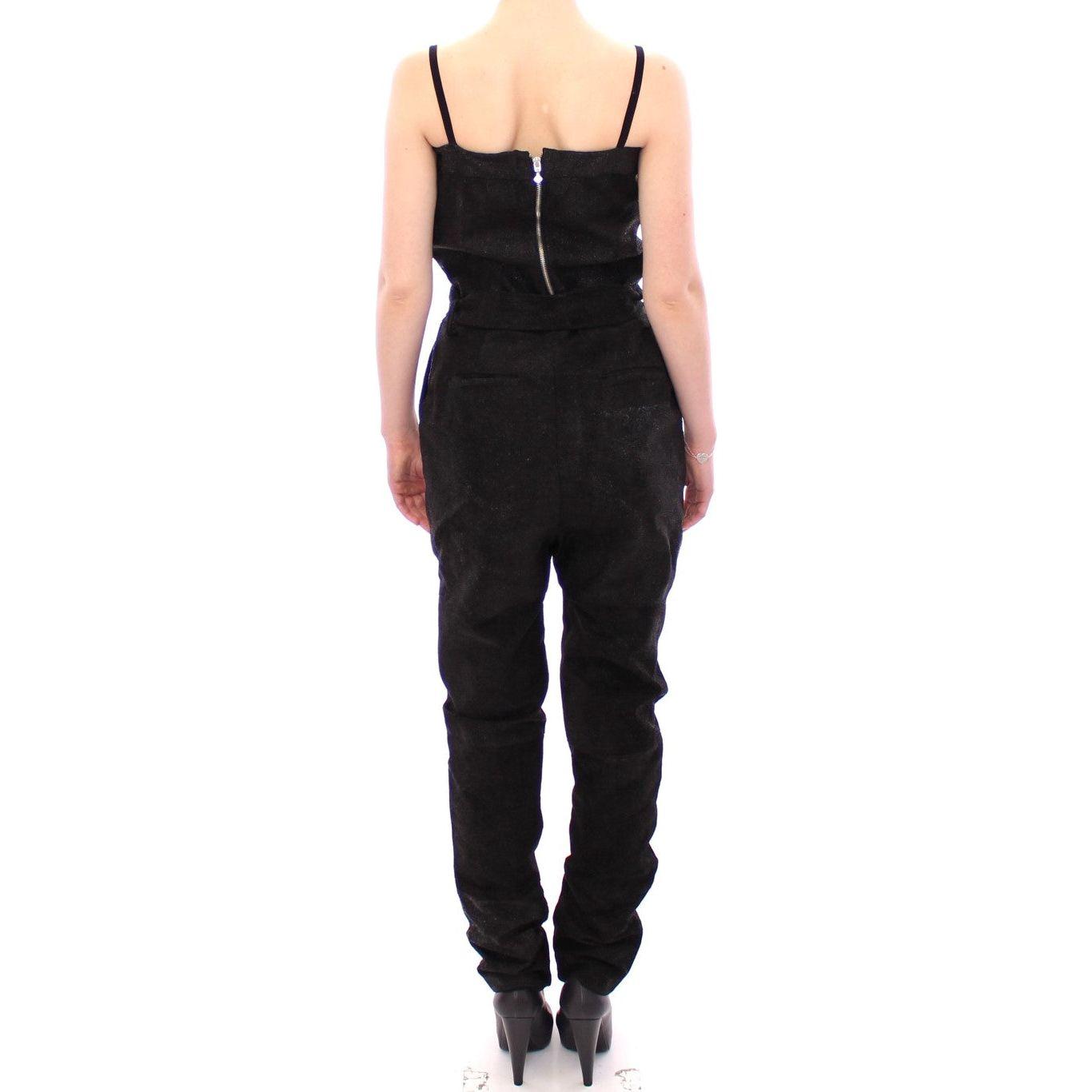 La Maison du Couturier Black Leather Jumpsuit Coats & Jackets