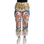 Dolce & Gabbana Multicolor Majolica Print Trouser Cotton Pants