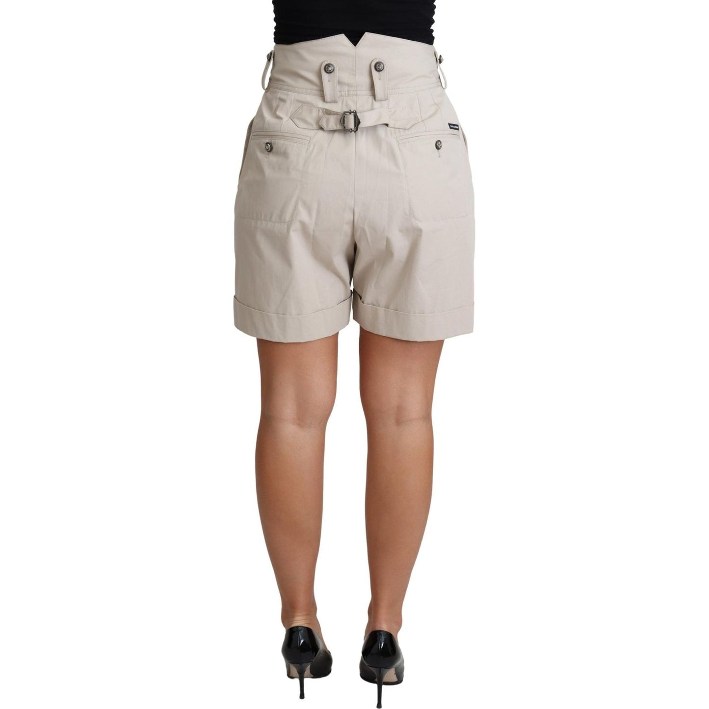 Dolce & Gabbana Chic Beige High Waist Pleated Shorts Dolce & Gabbana