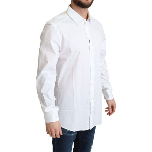 Dolce & Gabbana Elegant White Cotton Stretch Dress Shirt MAN SHIRTS Dolce & Gabbana