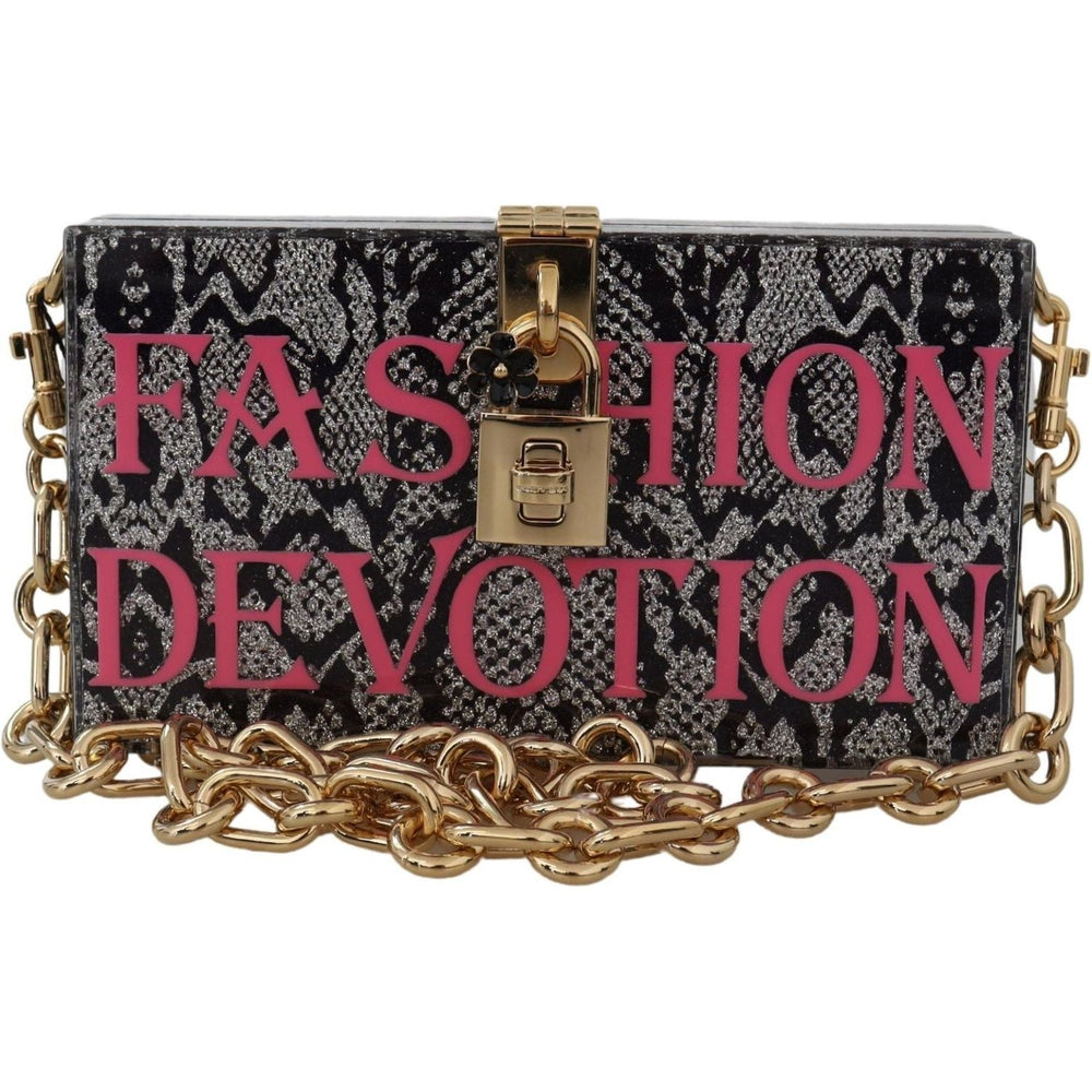 Dolce & Gabbana Gray Fashion Devotion Clutch Plexi SICILY BOX Purse WOMAN SHOULDER BAGS