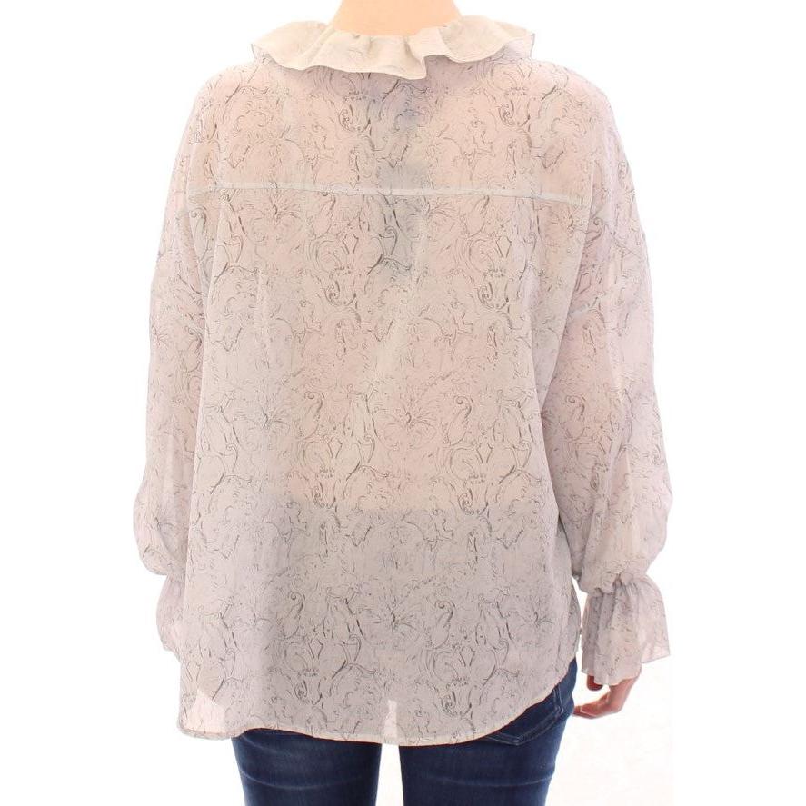 优雅蓝色棉质束腰上衣