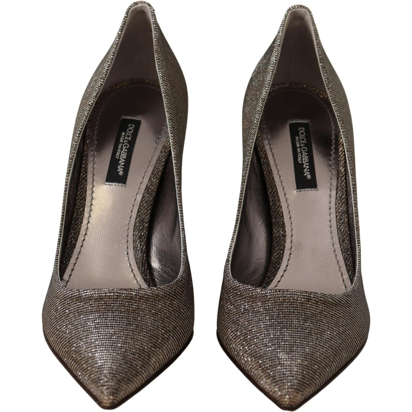 Dolce & Gabbana Gold Silver Fabric Heels Pumps Shoes LA9026-35.5