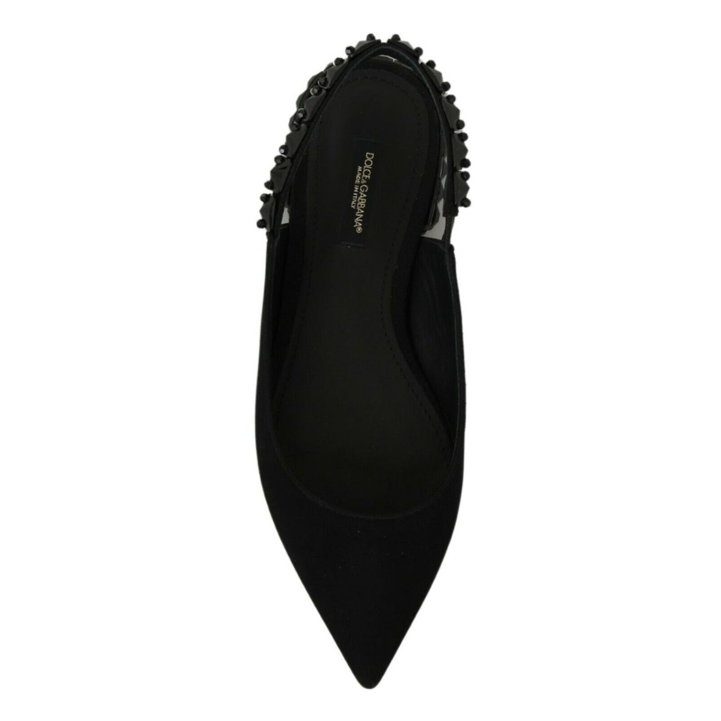 Dolce & Gabbana Black Flats Slingback Charmeuse Shoes