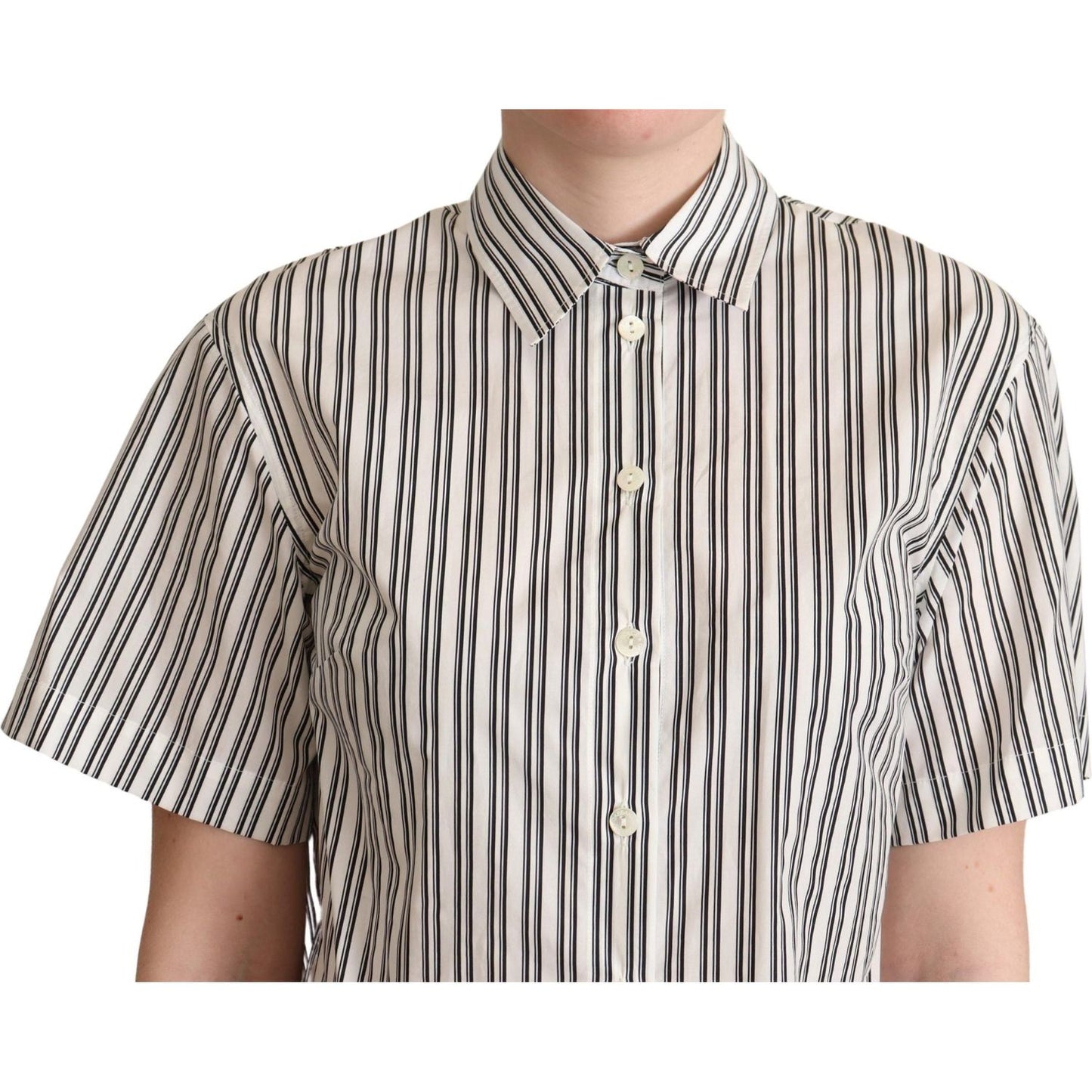 Dolce & Gabbana White Black Striped Shirt Blouse Top Blouse Top
