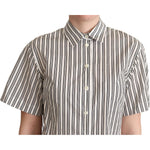 Dolce & Gabbana White Black Striped Shirt Blouse Top Blouse Top