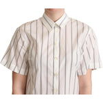 Dolce & Gabbana White Black Stripes Collared Shirt Top