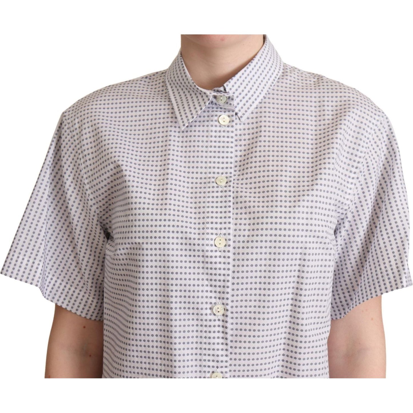 Dolce & Gabbana White Polka Dots Collared Blouse Shirt