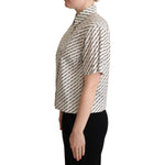 Dolce & Gabbana White Dotted Collared Blouse Shirt