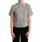 Dolce & Gabbana White Floral Collared Blouse Shirt